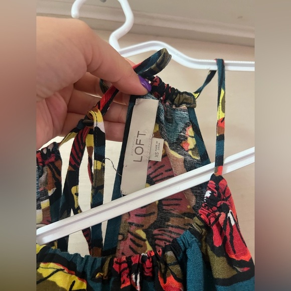 LOFT Floral Halter Maxi Dress Size XS Colourful Vibrant Summer Vacation Party - Picture 6 of 9